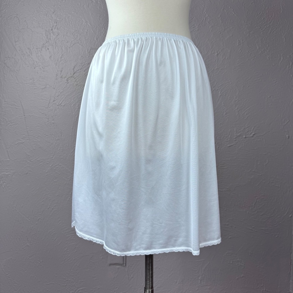 Vintage 90s Baby doll grunge Courtney Love size large white slip skirt lace trim